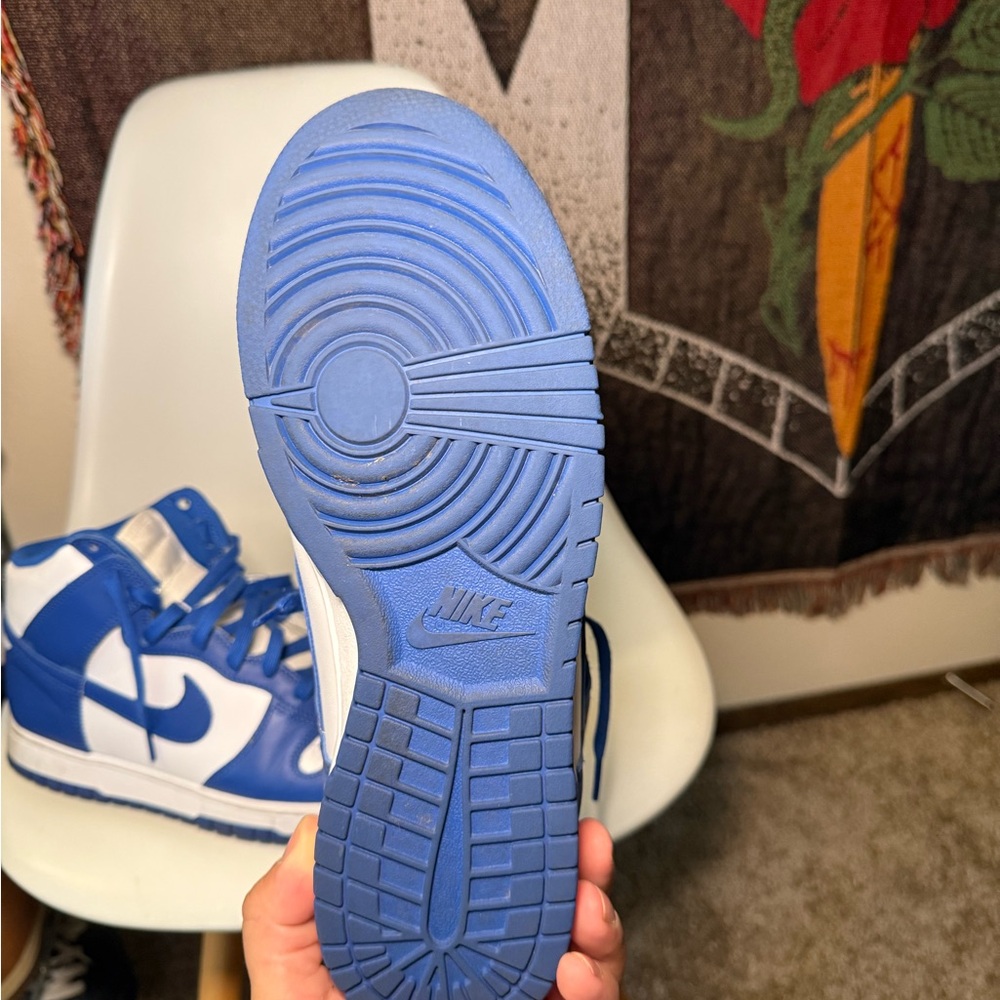 Nike Dunk Blue and White High-Top Sneakers - Picture 6 of 7